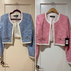 Set of 2 Karl Lagerfeld slub knit jackets pink blue 12 new